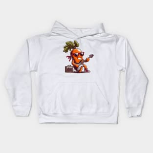 Carrot Playing Guitar Kids Hoodie